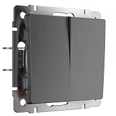 Выключатель двухклавишный проходной графит рифленый WL04-SW-2G-2W