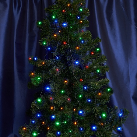 Светодиодная гирлянда Feron CL04 линейная 6м +3м 230V мультиколор, c питанием от сети, контроллером, зеленый шнур - фото