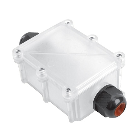 LD537 Коробка распределительная водонепрониц. 2 вых. с 4-конт. коннектором, STEKKER, 450V, 130х70х41, прозрач - фото