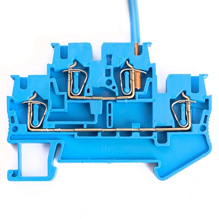 Зажим пружинный, 4-проводной проходной 2 уровня ЗНИ - 2,5 (JXB ST 2,5), синий STEKKER - фото