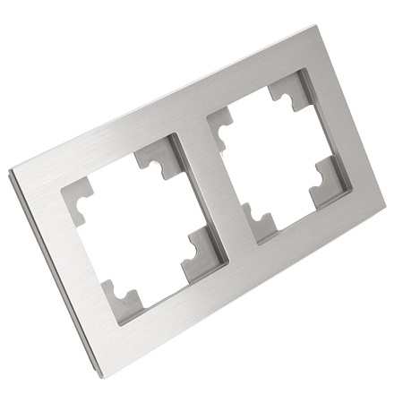 Рамка 2-местная, металл, STEKKER, MFR00-7002-03 , серия Катрин, серебро - фото