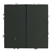 Выключатель 2-клавишный c индикатором (механизм), STEKKER, 250В, 10А, серия Эмили, RSW10-5102-05, черный уголь, soft touch