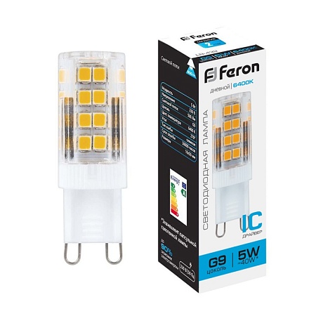 Лампа светодиодная Feron LB-432 G9 5W 175-265V 6400K - фото