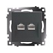 Розетка компьютерная 2-местная RJ-45 (механизм) STEKKER GLS00-7109-06 , серия Катрин, графит - фото