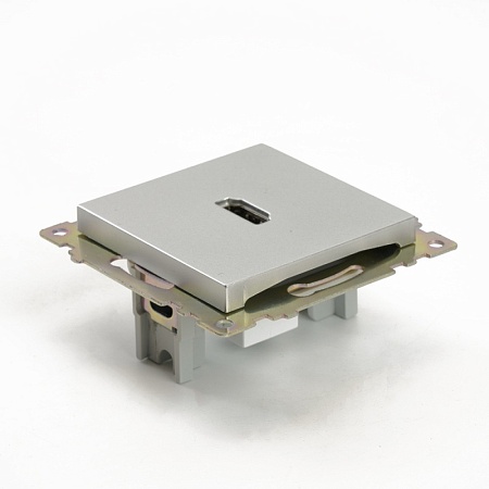 Розетка HDMI 2.1, Type A (механизм), STEKKER GLS00-7118-03, серия Катрин, серебро - фото