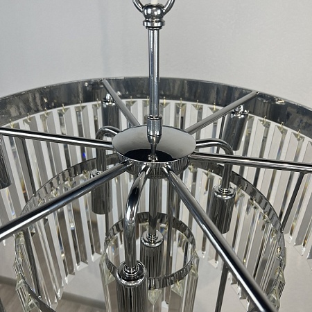 Люстра Rh 1920S Odeon Clear Glass Fringe 3-Tier Chandelier Chrome Imperiumloft 228791-22 - фото