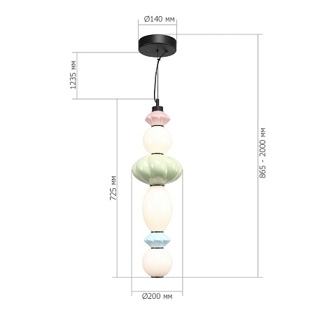 Светильник подвесной ST-Luce черный/розовый, зеленый, синий, опаловый LED 1*24W 3000K SL6134.433.01 - фото