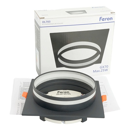 Светильник встраиваемый Feron DL703 LUNA потолочный GX70 черный квадрат - фото