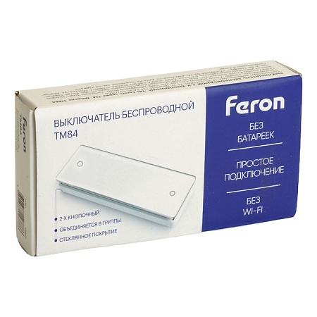 Выключатель беспроводной FERON TM84 SMART, 7мВт, IP55, одноклавишный  на 2 направления, стекло, белый - фото