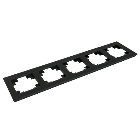 Рамка 5-местная, стекло, STEKKER, GFR00-7005-05М,серия Катрин, черный матовый - фото