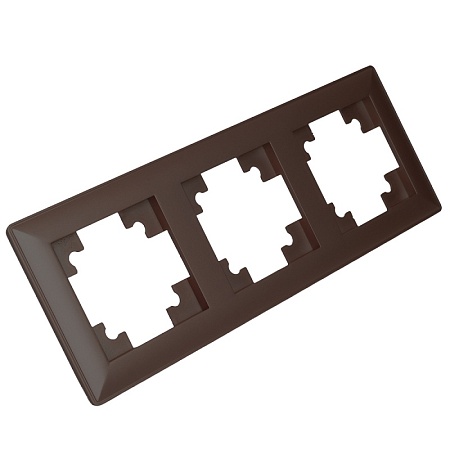 Рамка STEKKER, PFR00-7003-04 3-местная, пластик, серия Катрин, шоколад - фото