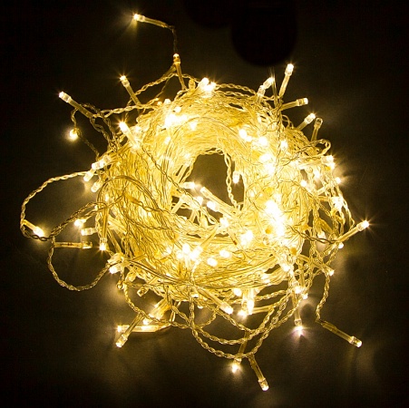 Светодиодная гирлянда Feron CL18 занавес 1,5*1,5м  + 3м желтый статичная, c питанием от сети 230V, белый шнур - фото