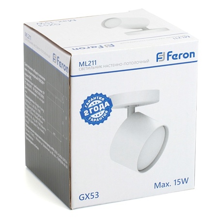 Светильник Feron ML211 настенно-потолочный под лампу GX53, белый - фото