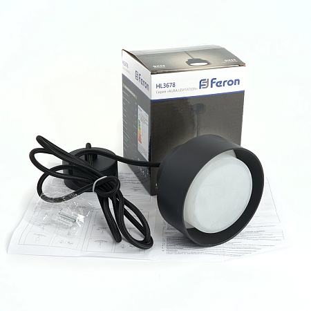 Светильник потолочный Feron HL3678 Barrel AURA levitation 12W, 230V, GX53, чёрный, на подвесе 1,7 м - фото