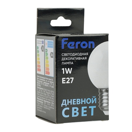 Лампа светодиодная Feron LB-37 Шарик E27 1W 230V 6400K матовый - фото