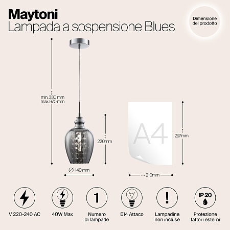 Подвесной светильник Maytoni Blues MOD033-PL-01-N - фото