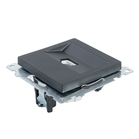 Розетка компьютерная 1-местная RJ-45 (механизм), STEKKER GLS00-7107-05, серия Катрин, черный - фото