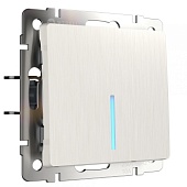 Выключатель одноклавишный с подсветкой перламутровый рифленый WL13-SW-1G-LED