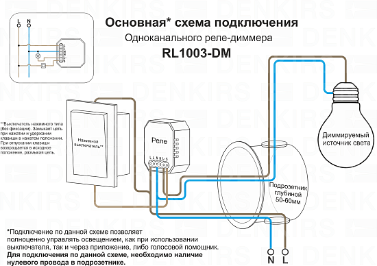 RL1003-DM/1 Одноканальное Wi-Fi реле-диммер 1 x 150 Вт - фото