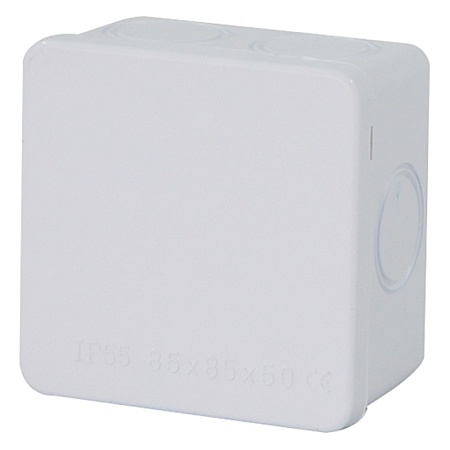 Коробка разветвительная STEKKER EBX31-01-65, 85*85*50 мм, 7 выбивных отверстий, IP55, светло-серая - фото