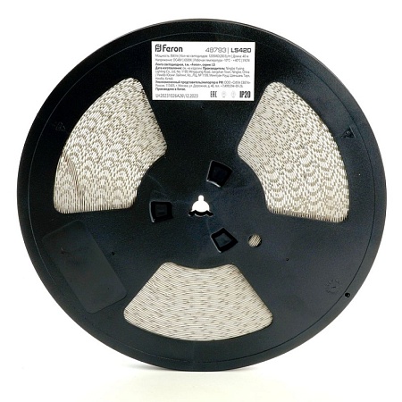 Лента светодиодная стабилизированная 120SMD(2835)/м 8Вт/м 48V 40000*10*1.22мм 6500К, IP20 LS420 FERON - фото