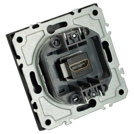 Розетка HDMI 2.0 Type A (механизм), серия Эмили, STEKKER, RST00-5118-05, черный уголь, soft touch - фото