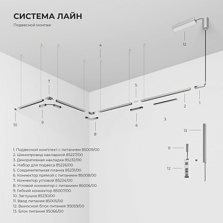 Трековый светильник 24W 3000K никель 85527/01 система Лайн 85527/01 Elektrostandard - фото