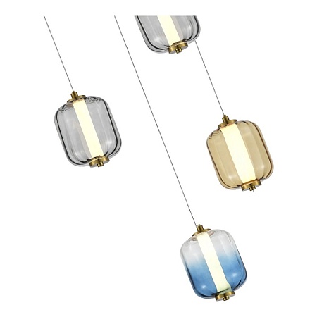 Светильник подвесной ST-Luce Латунь/Янтарный,Дымчатый,Голубой LED 5*10W 3000K SL1193.303.05 - фото