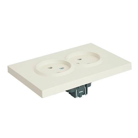 Розетка 2-местная с защитной шторкой, STEKKER, б/з, 250В, 16А, серия Эмили, RST16-5116-01, белый фарфор, soft touch - фото