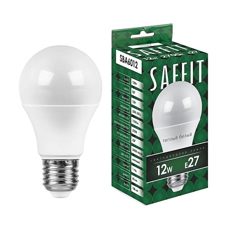 Лампа светодиодная SAFFIT SBA6012 Шар E27 12W 230V 2700K - фото