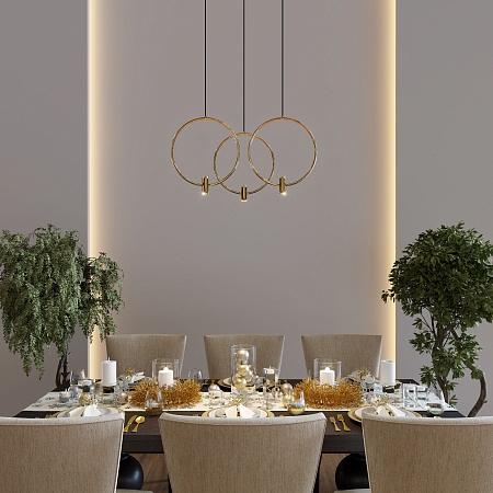 Подвесной светильник Eurosvet 50257/3 LED черный/ латунь - фото