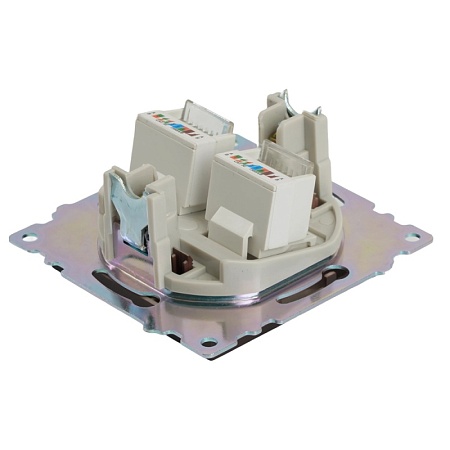 Розетка компьютерная 2-местная RJ-45 (механизм) STEKKER GLS00-7109-04, серия Катрин, шоколад - фото