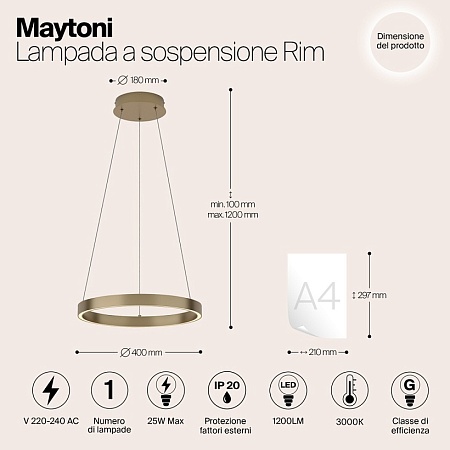 Подвесной светильник Maytoni Rim MOD058PL-L22BS3K - фото