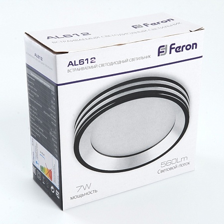 Светодиодный светильник Feron AL612 встраиваемый 7W 4000K черный - фото
