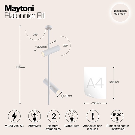 Потолочный светильник Technical Elti C021CL-02W - фото