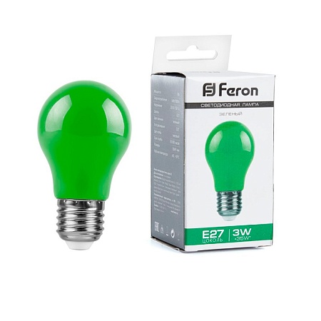 Лампа светодиодная Feron LB-375 E27 3W 230V зеленый - фото