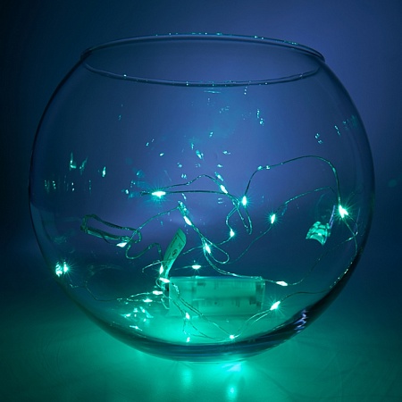 Светодиодная гирлянда Feron CL570 линейная Роса, зеленый, 2м + 0.5м, с питанием от батареек, прозрачный шнур - фото