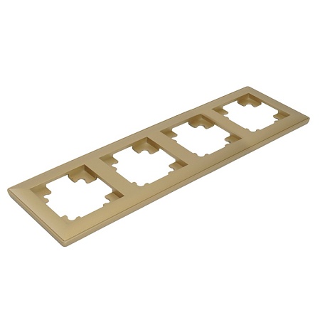 Рамка STEKKER, PFR00-7004-08 4-местная, пластик, серия Катрин, золото - фото