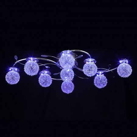 Галогенная люстра с LED подсветкой и пультом 4800/9 хром / синий + красный + фиолетовый - фото