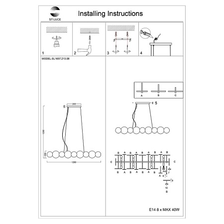 Люстра подвесная ST-Luce Золотистый/Прозрачный E14 8*40W SL1657.213.08 - фото