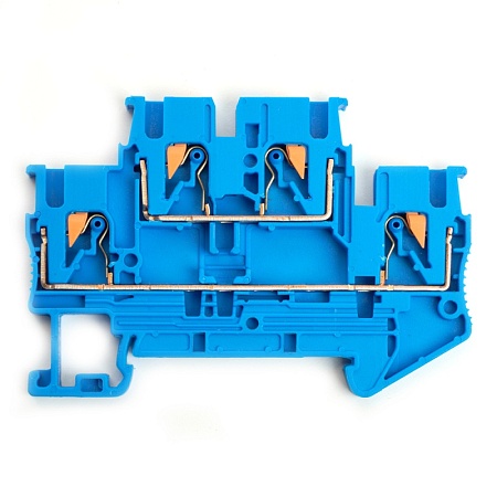 Зажим пружинный, 4-проводной проходной 2 уровня ЗНИ - 2,5 ,JXB PT 2,5 , синий LD575-2-25 - фото
