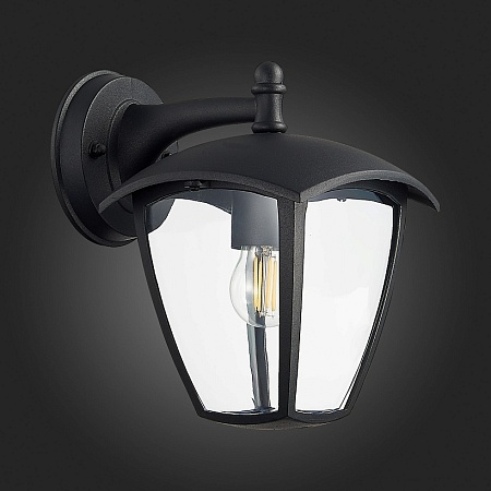 Светильник уличный настенный ST-Luce Черный/Черный, Прозрачный E27 1*40W SL081.411.01 - фото