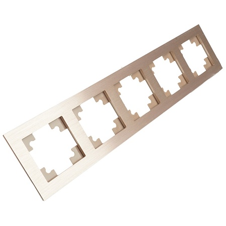 Рамка 5-местная, металл, STEKKER, MFR00-7005-02, серия Катрин, шампань - фото