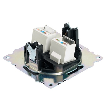 Розетка компьютерная 2-местная RJ-45 (механизм) ,STEKKER ,GLS00-7109-05, серия Катрин, черный - фото