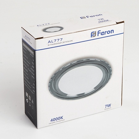 Светодиодный светильник Feron AL777 встраиваемый 7W 4000K серебристый - фото