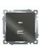Розетка 2-местная USB + type C (механизм), 250В, 3А, max 20W, серия Катрин, графит, GLS10-7116-06 - фото