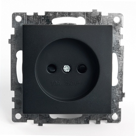 Розетка 1-местная б/з (механизм), STEKKER GLS10-7109-05, 250V, 10А с защитной шторкой, серия Катрин, черный - фото
