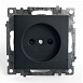Розетка 1-местная б/з (механизм), STEKKER GLS10-7109-05, 250V, 10А с защитной шторкой, серия Катрин, черный - фото