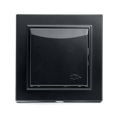 Розетка 1-местная c/з с крышкой STEKKER, PST16-9012-03, 250В, 16А, с защитной шторкой, серия Эрна, черный - фото