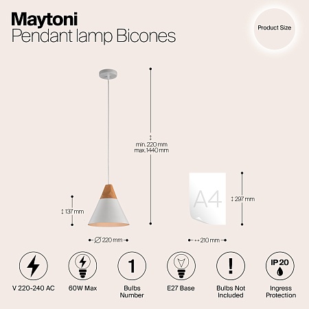 Подвесной светильник Maytoni Bicones P359-PL-01-W - фото